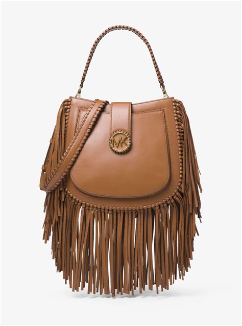 michael kors lillie medium fringed hobo messenger shoulder bag|Lillie Medium Fringed Leather Shoulder Bag .